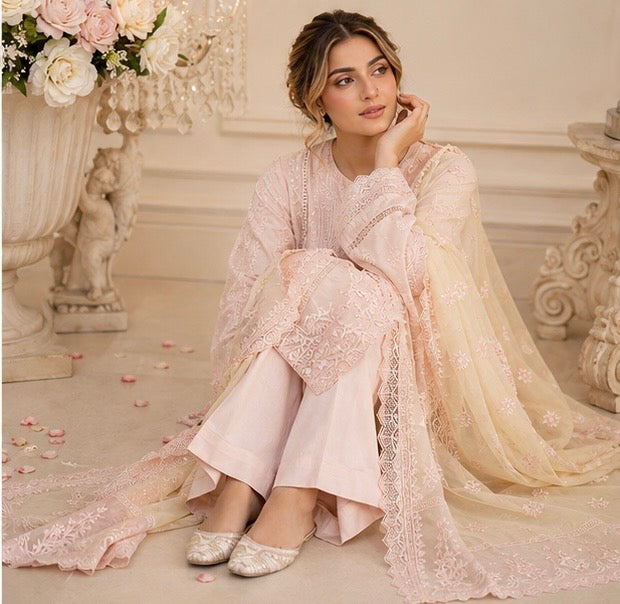 (198) Munira premium lawn chiffon plazzo dupatta lace sequins fully lined ready to wear