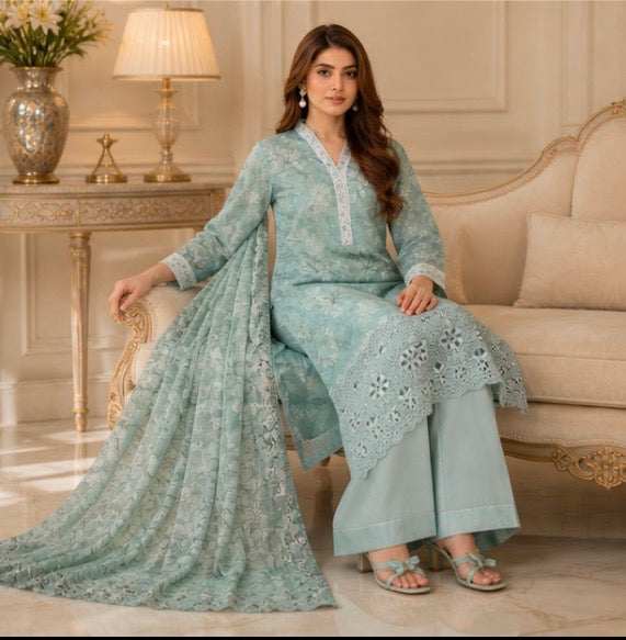 (144) Tawakkal Lawn Suit | Floral Print & Embroidered Dupatta