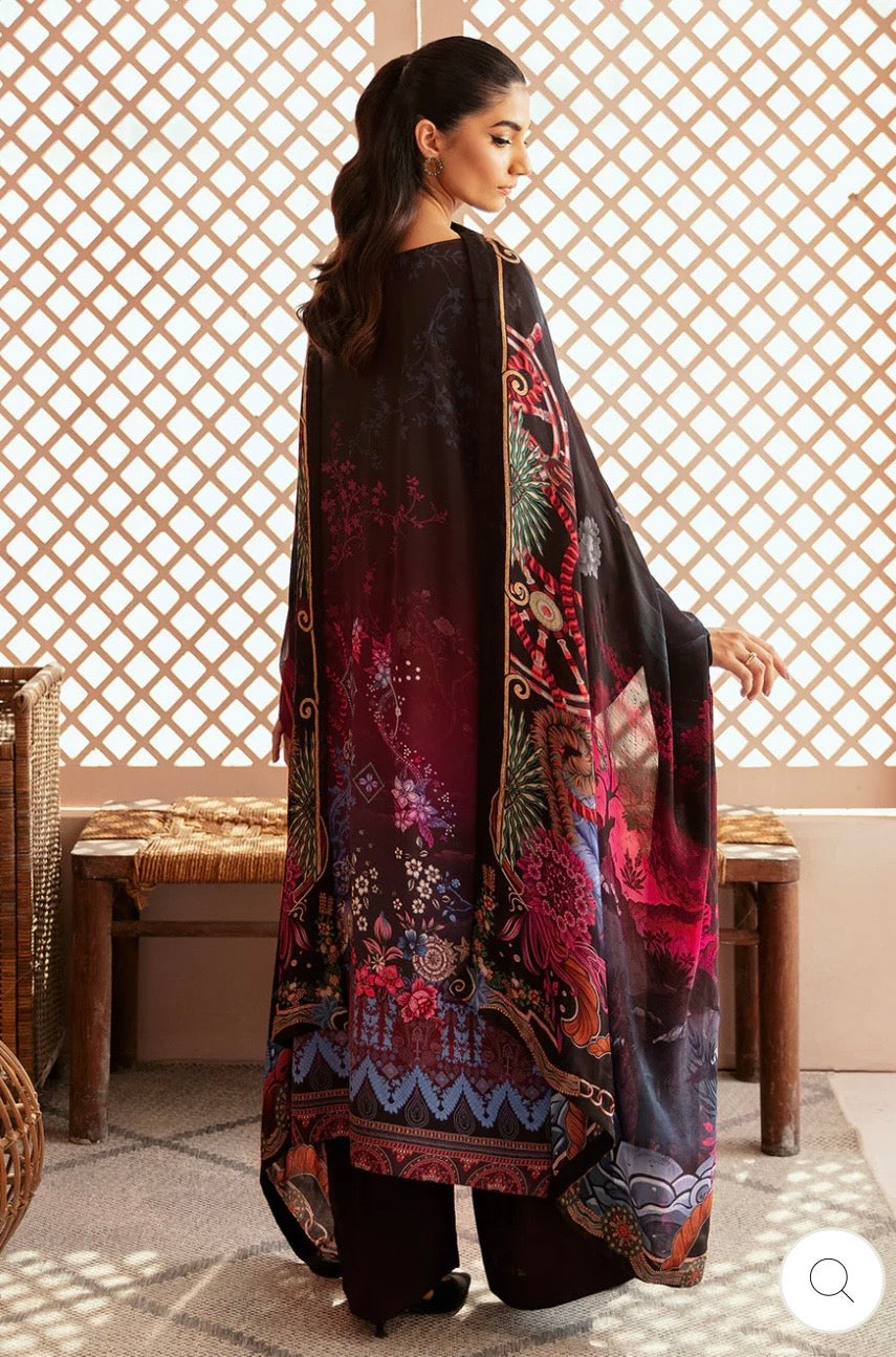 (193) Riwaj by Ramsha Viscose Embroidered Suit with Printed Dupatta