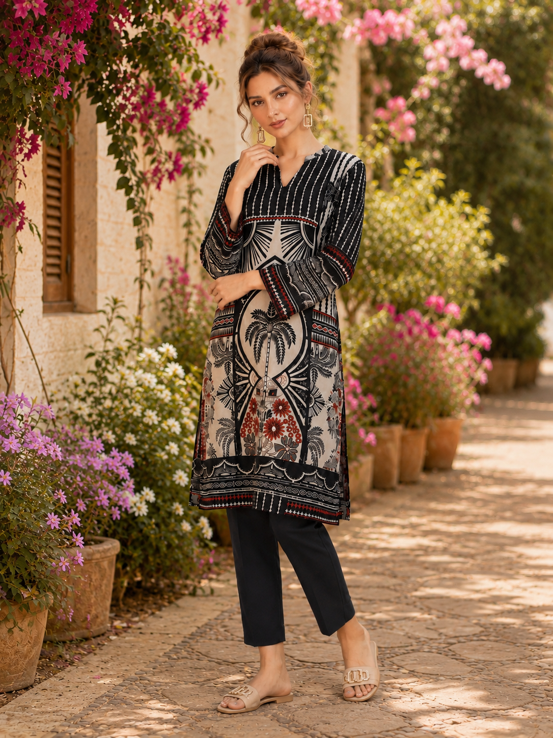 Tawakkal printed comfy two peice linen co ord set ready to wear