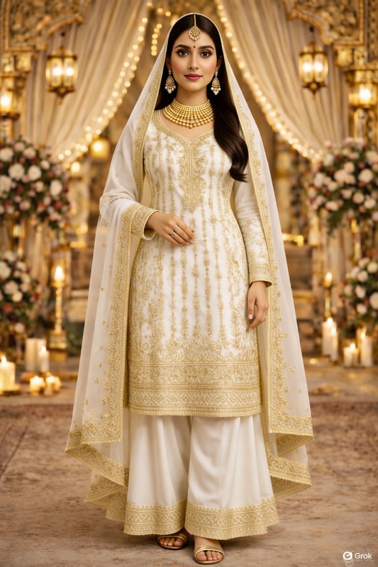 Zaib chiffon embroidered stone work wide plazzo chiffon dupatta ready to wear