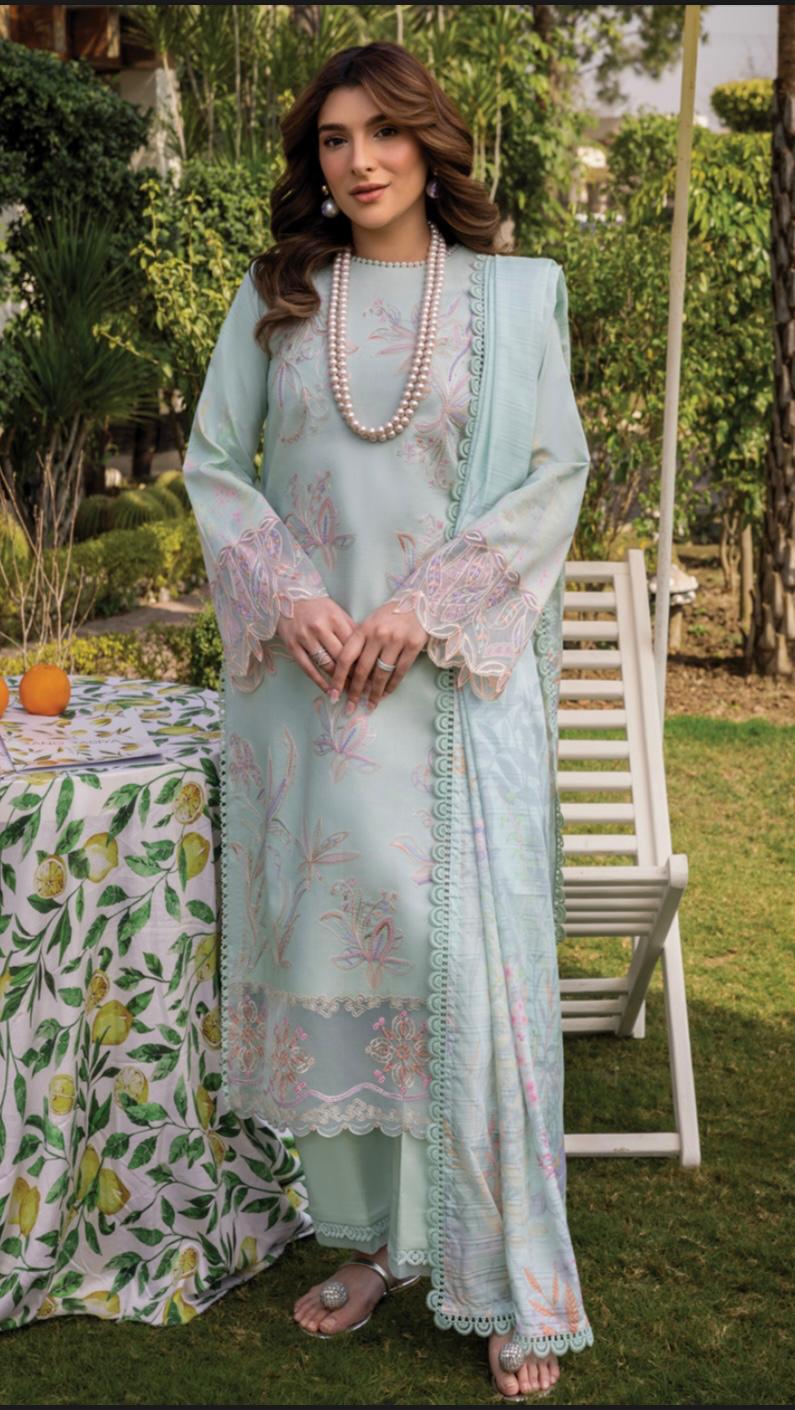 (108) Rang Rasiya Shireen Florence Summer Edit 2025 – Ready-to-Wear Lawn Suit with Printed Silk Dupatta