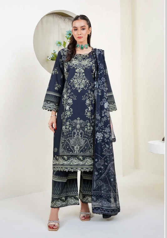 (9) Lawn digital print kameez/trousers digital munar dupatta ready to wear