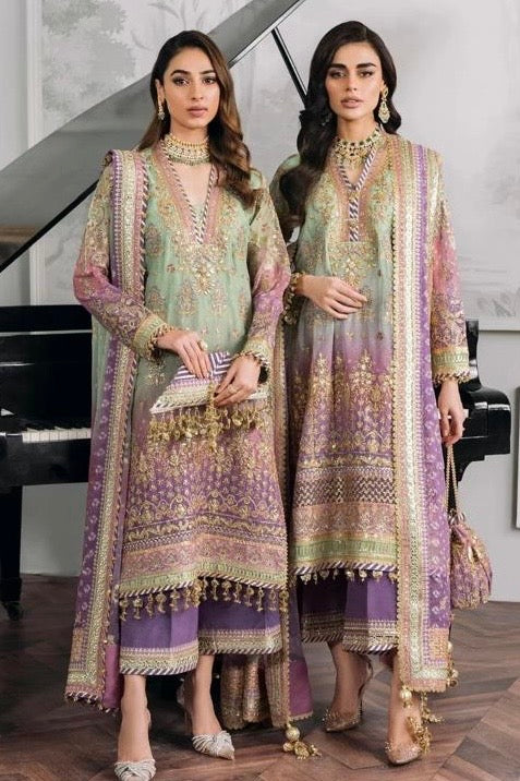 (101) Pakistani Contrast Embroidered Chiffon Suit with Elegant Dupatta