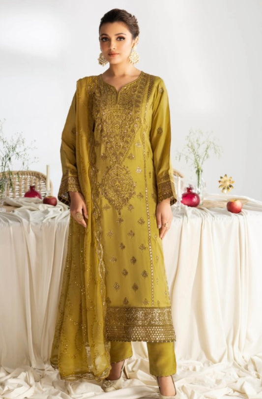 (317) Ramsha Aangan Luxury Raw Silk Collection – Ready-to-Wear 3-Piece Suit