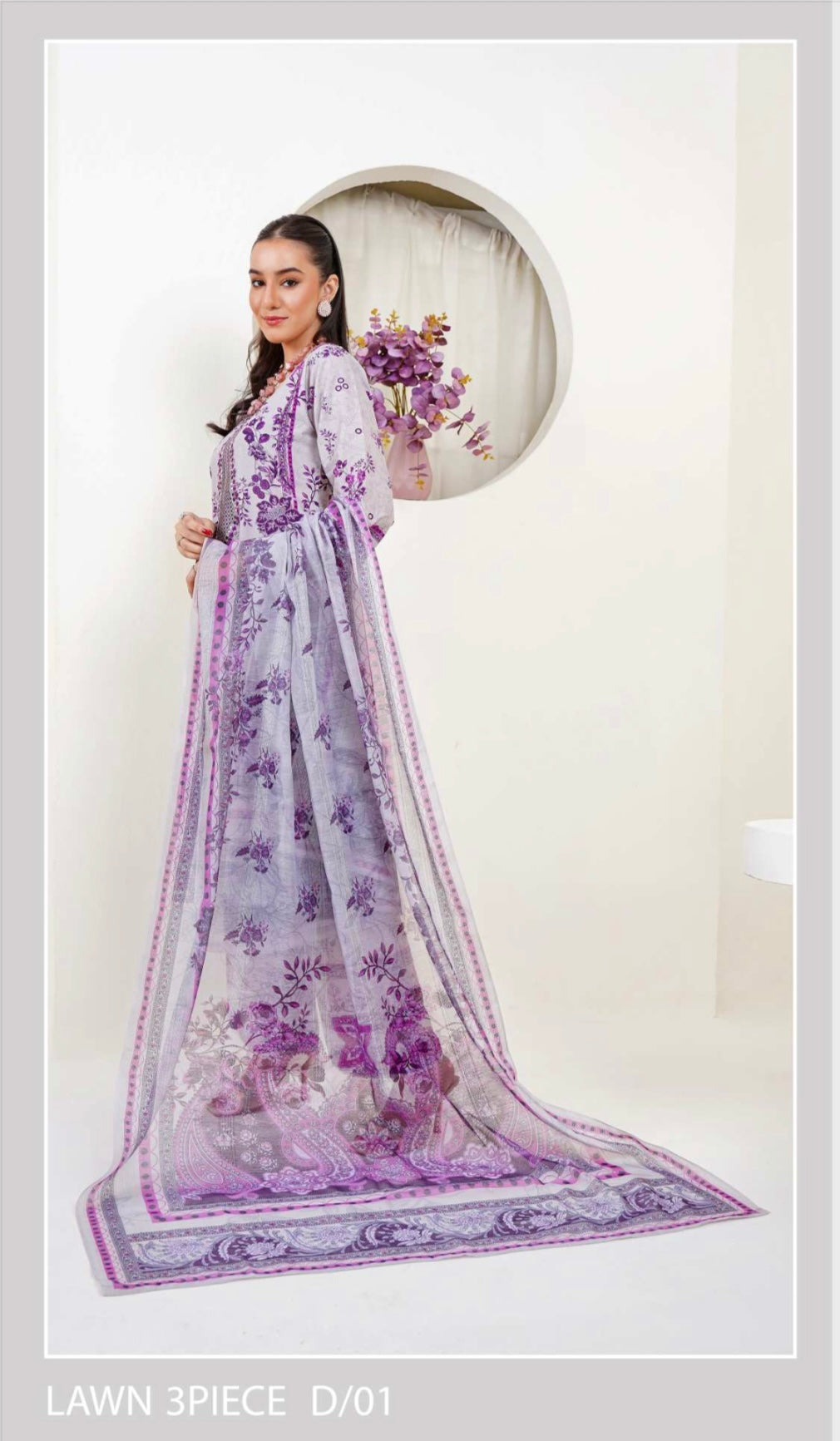 (20) Lawn Luxe – Digital Print 3-Piece Ready-to-Wear Set with Munar Dupatta