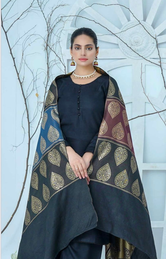 (143) Pakistani Dhanak Contrast Shawl Suit | Autumn Winter Ready to Wear