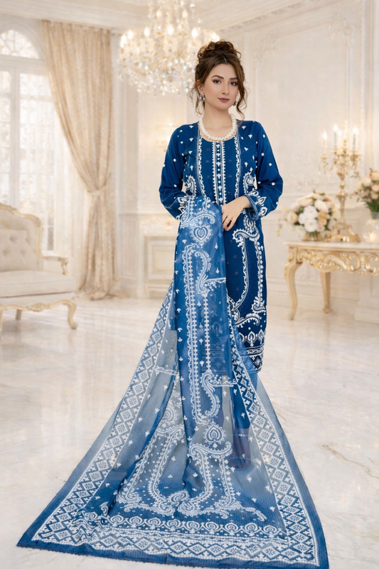 (300) Viscose Embroidered Suit | Digital Dupatta | Ready to Wear