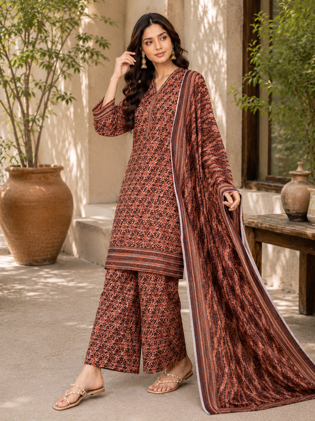 Bin saeed Lawn Suit Print & Contrast Dupatta ready to wear