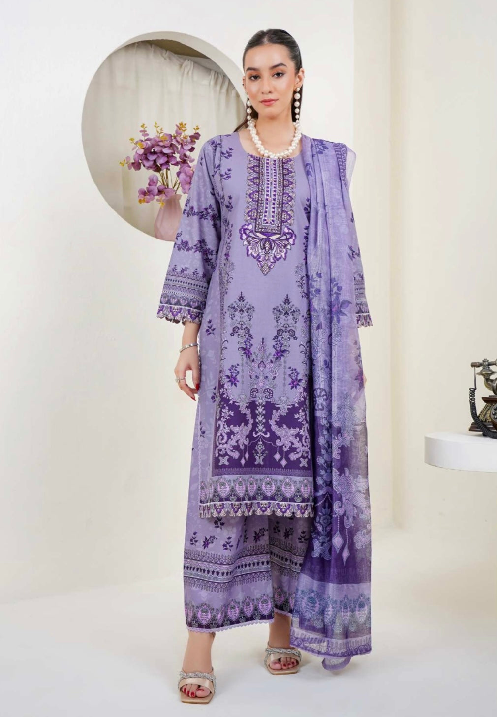 (5) Lawn digital print kameez/trousers digital munar dupatta ready to wear