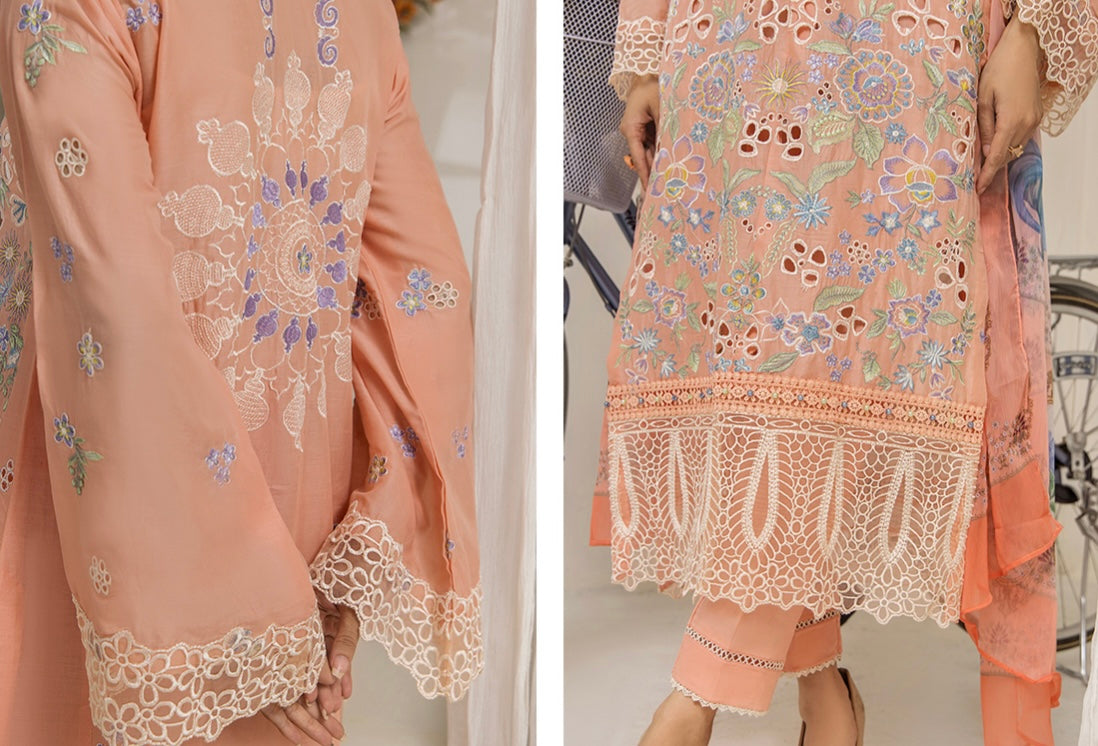 (294) Mayra Wisteria Elegance – Ready-to-Wear Lawn Shirt with Cotton Trousers & Printed Chiffon Dupatta