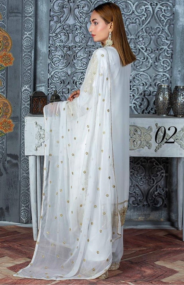 (74) Crinkle Chiffon Palazzo Suit – Embroidered Elegance with Chiffon Dupatta | Ready-to-Wear
