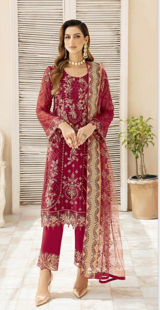 (328) Ramsha Chevron Luxury Chiffon Collection Ready-Made Suit Volume 9