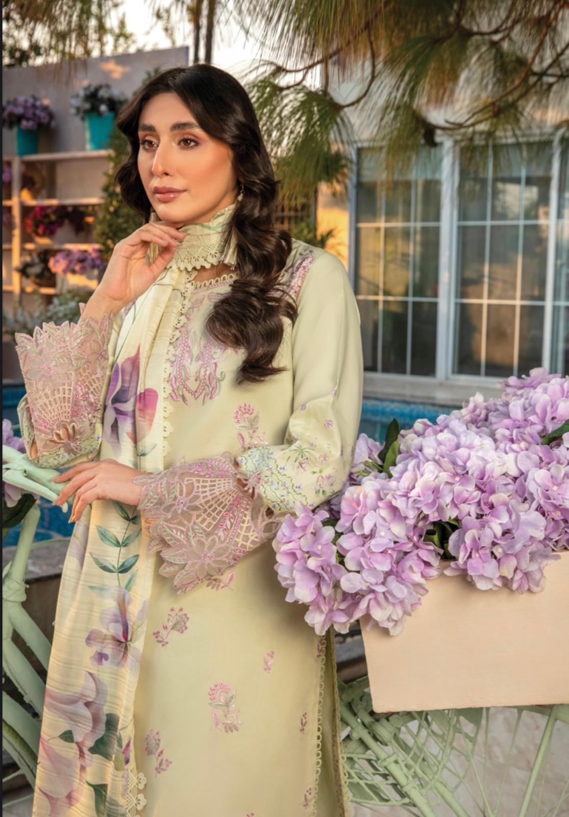 (112) Rang Rasiya Shireen Florence Summer Edit 2025 – Ready-to-Wear Lawn Suit with Printed Silk Dupatta