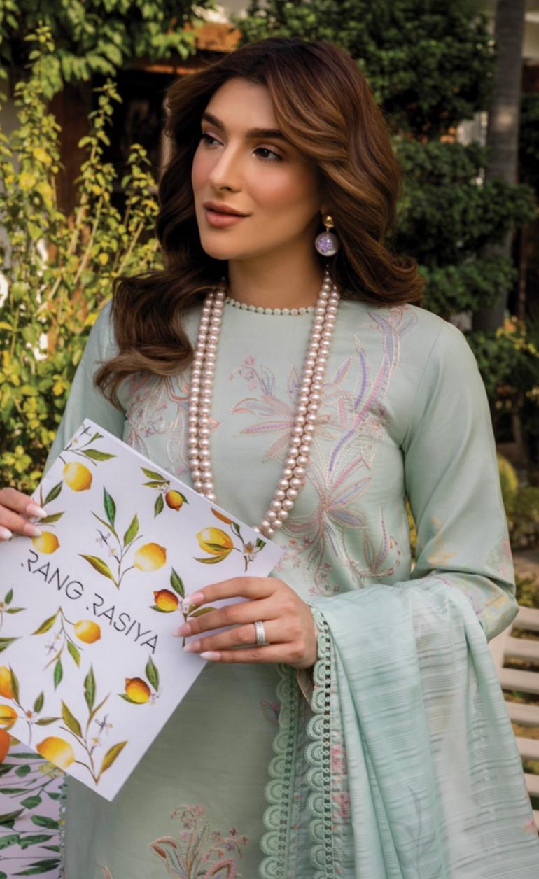 (108) Rang Rasiya Shireen Florence Summer Edit 2025 – Ready-to-Wear Lawn Suit with Printed Silk Dupatta