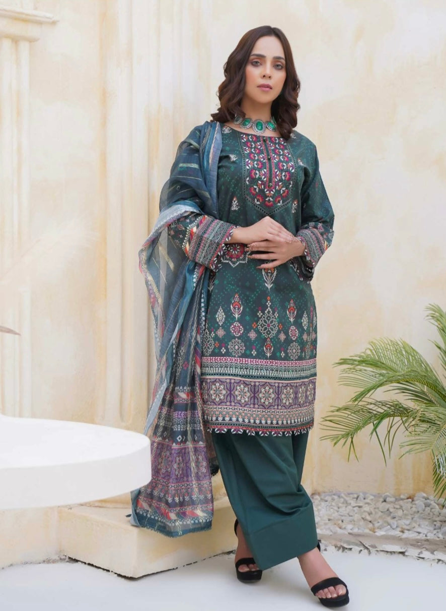 (298) Pakistani Lawn Farsi Shalwar Suit | Ready-to-Wear with Digital Printed Monar Dupatta