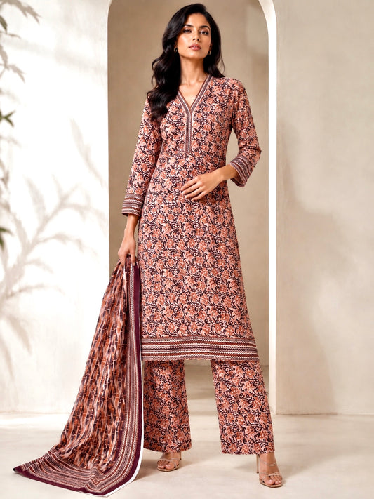 (50) Bin Saeed Paisley Print Lawn Suit with Contrast Dupatta Ready to Wear