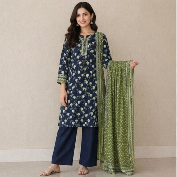 (118) Bin Saeed Floral Lawn Suit | Contrast Dupatta | Ready to Wear