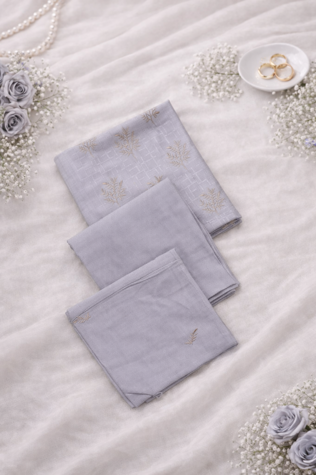 (12) Pakistani Chikankari Embroidered Unstitched Suit with Shawl
