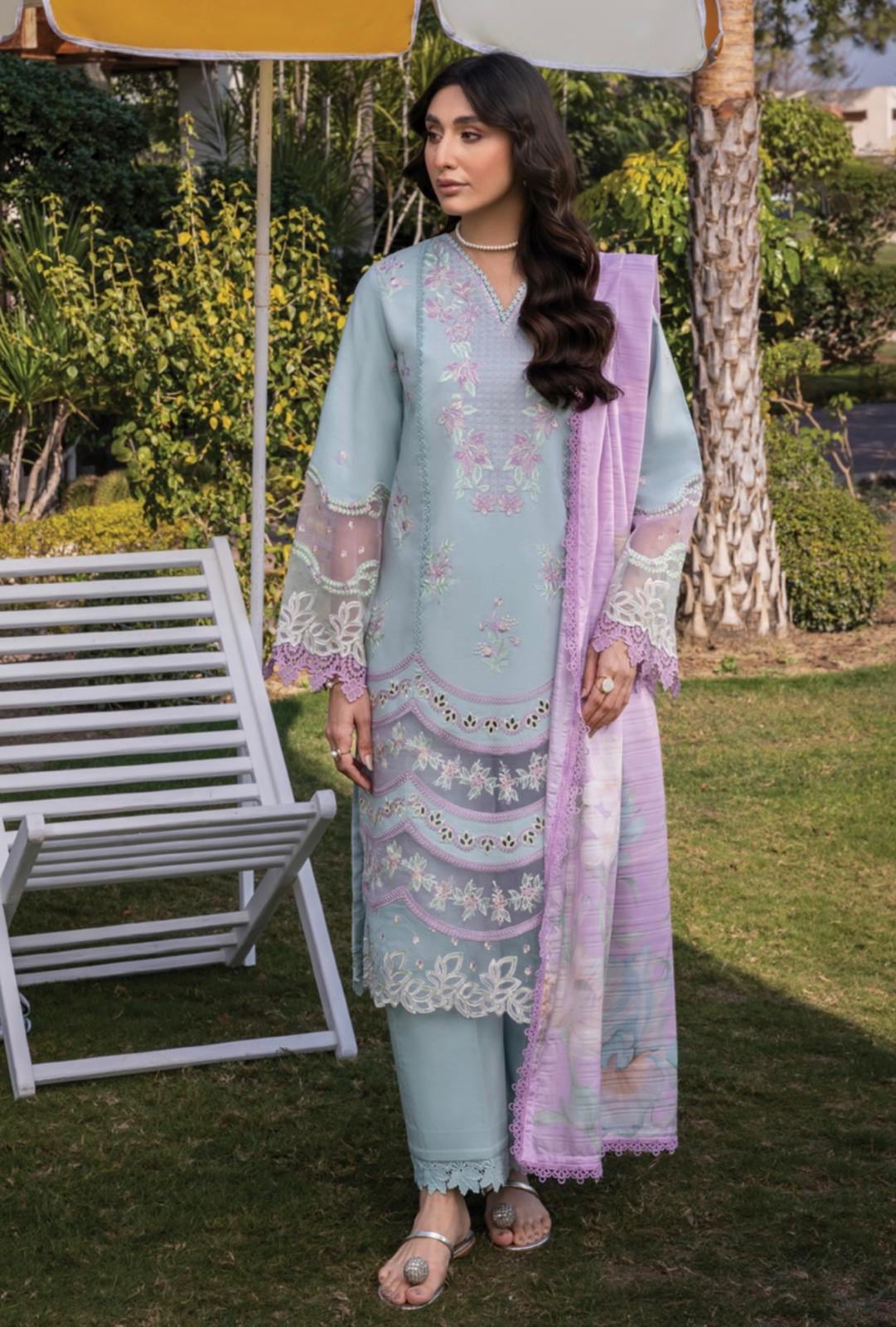 (127) Rang Rasiya Shireen Florence Summer Edit 2025 – Ready-to-Wear Lawn Suit with Printed Silk Dupatta