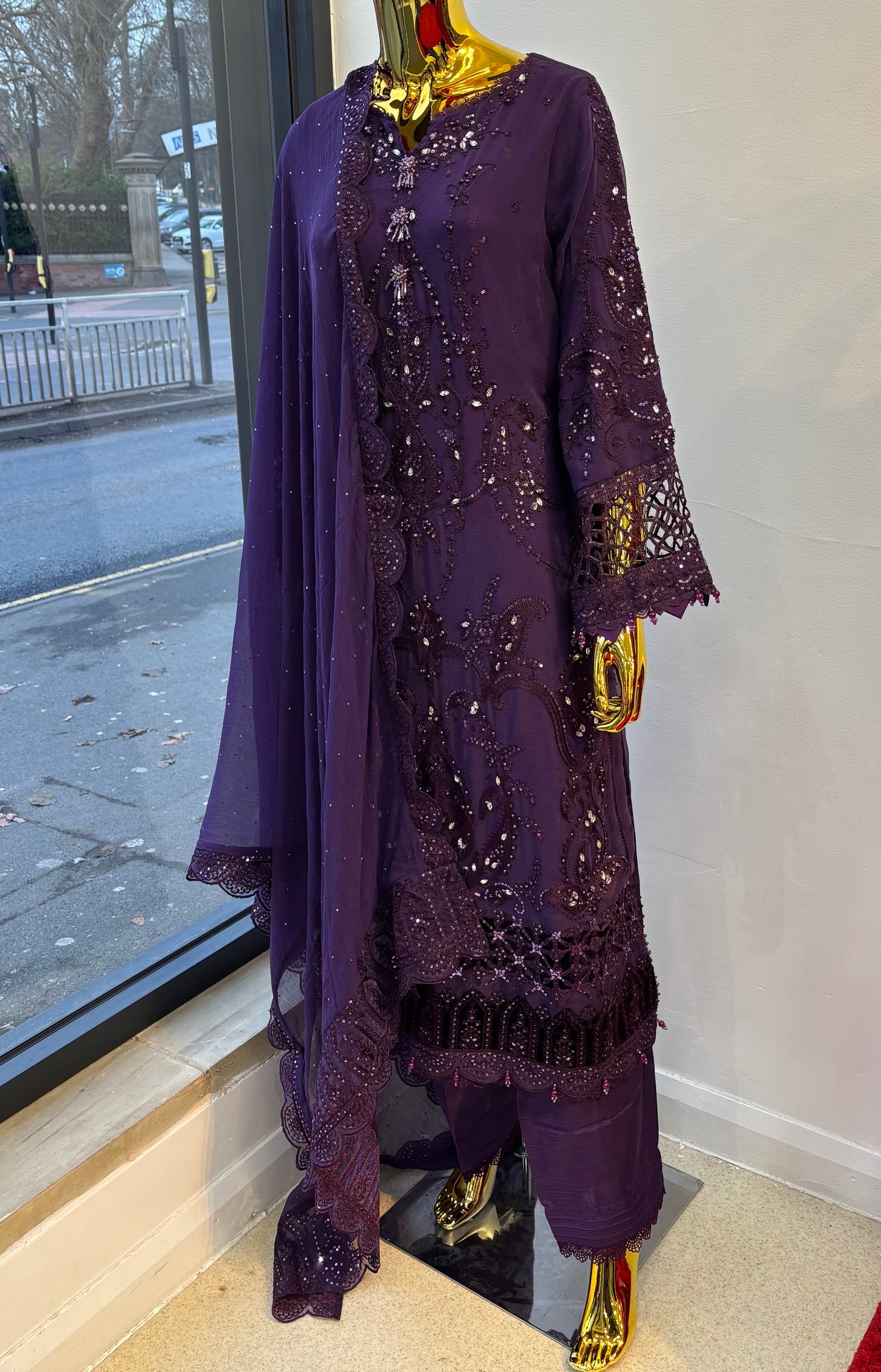 (144) Pakistani Luxury Dream | Maria B Original Chiffon Embroidered Ready-Made Suit