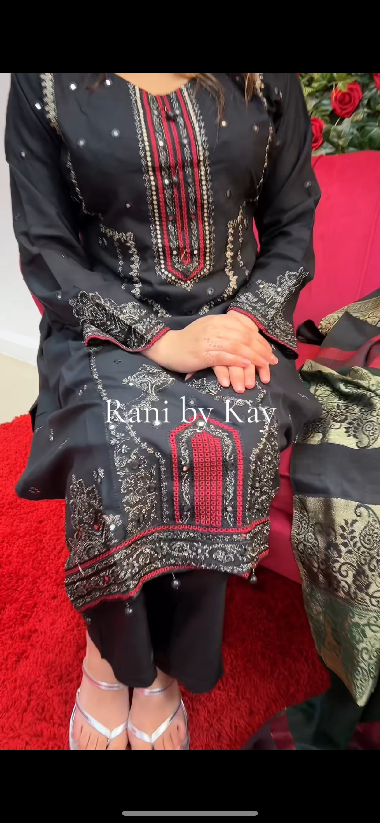 (234) Pakistani Dhanak Lace Trim Embroidered Ready-Made Suit With Shawl