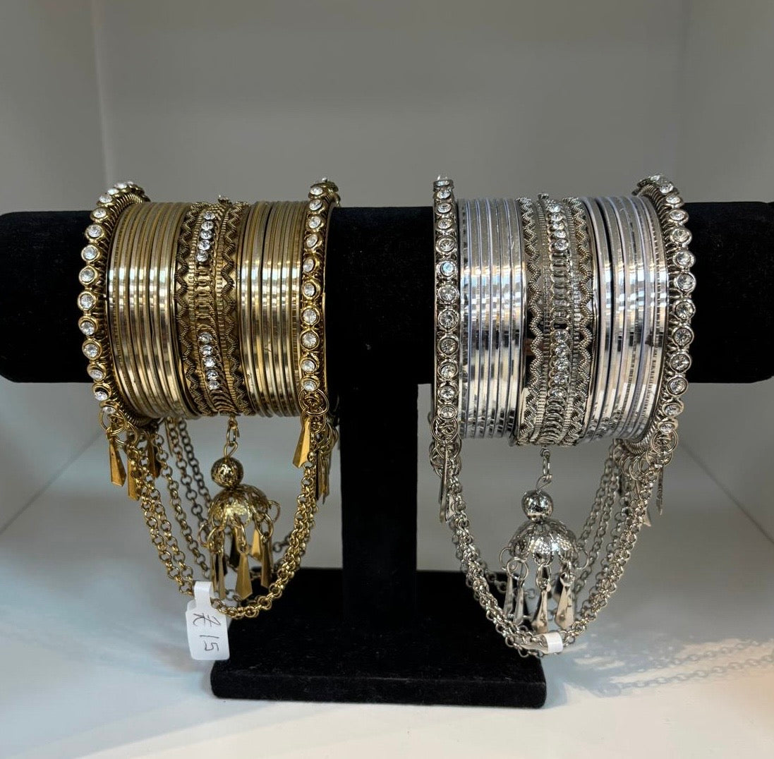 Indian Pakistani chain diamanté bracket churri set