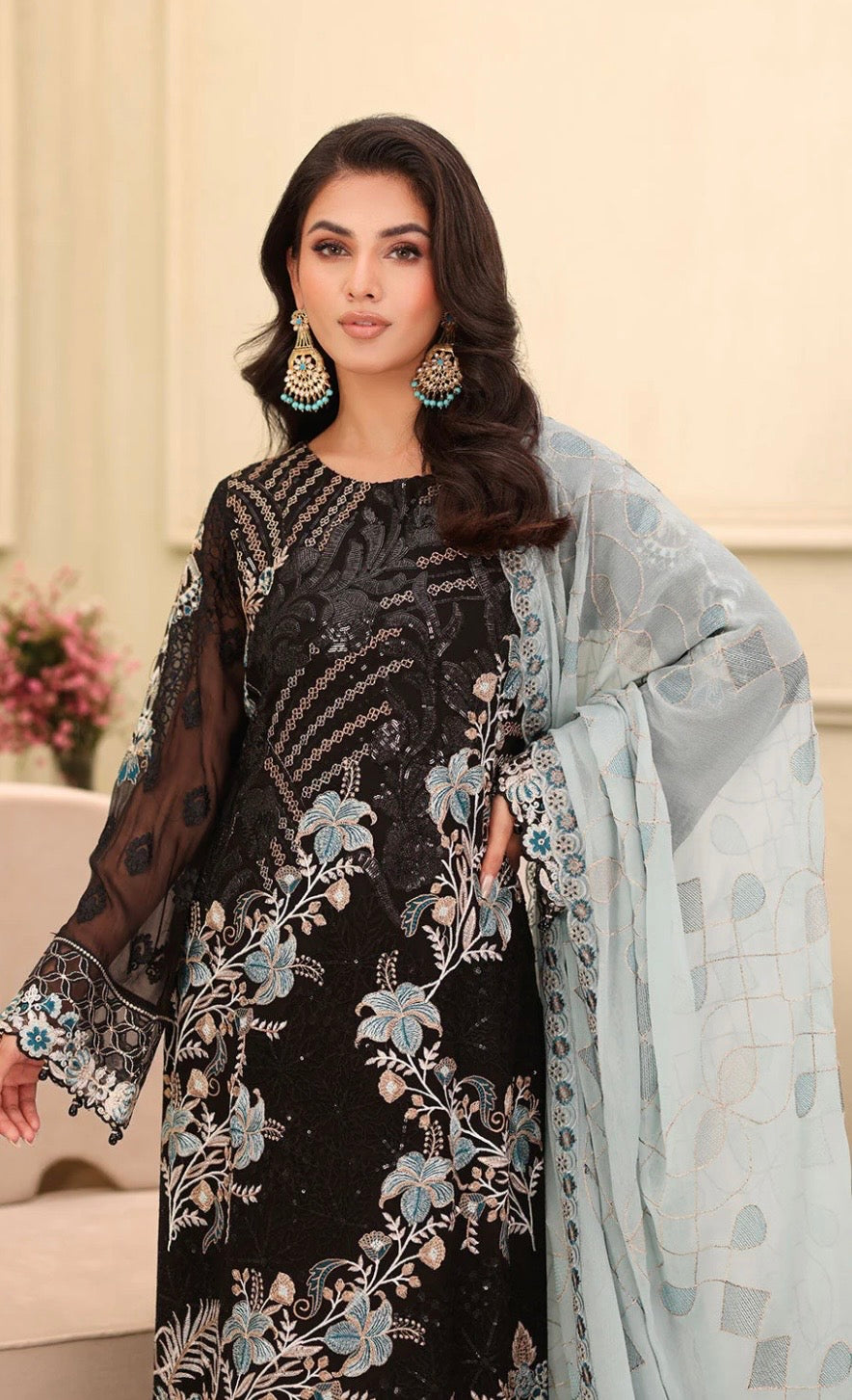 (299) Ramsha Vol 27 Chiffon Suit | Embroidered Ready to Wear