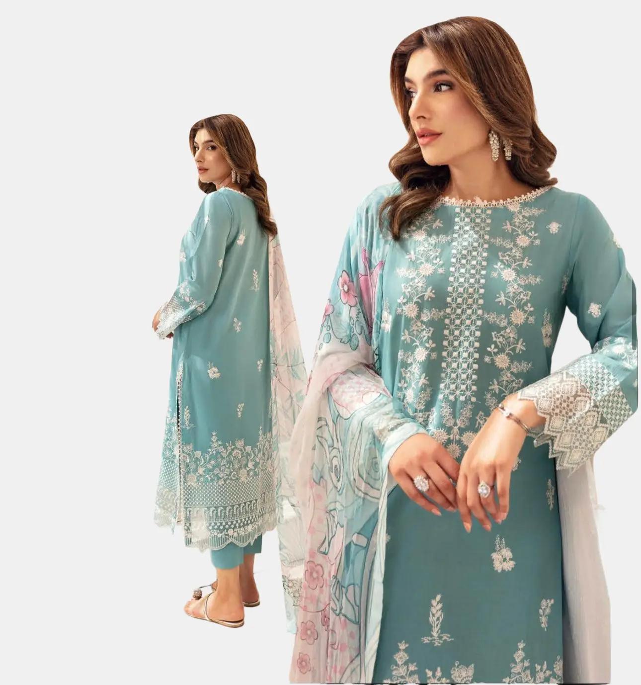 (191) Ramsha Andaaz Fully-Lined Embroidered Lawn 3-Piece Suit